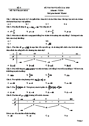 Đề tham khảo thi THPT Quốc gia môn Toán năm 2020 - Đề số 9