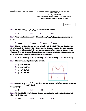 Đề thi khảo sát chất lượng môn Toán Lớp 12 - Mã đề A - Năm học 2018-2019 - Trường THPT Nguyễn Trãi (Có đáp án)