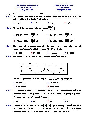 Đề thi thử lần 1 môn Toán Lớp 12 - Năm học 2018-2019 - Sở giáo dục và đào tạo Quảng Ninh (Có đáp án)