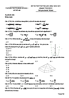 Đề thi thử THPT Quốc gia môn Toán lần 1 - Mã đề 468 - Năm học 2018-2019 - Trường THPT Quảng Xương I (Có đáp án)