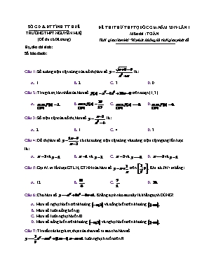 Đề thi thử THPT Quốc gia môn Toán lần 1 năm 2019 - Trường THPT Nguyễn Huệ (Có đáp án)