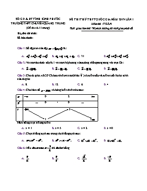 Đề thi thử THPT Quốc gia môn Toán lần 1 năm 2019 - Trường THPT chuyên Quang Trung (Có đáp án)