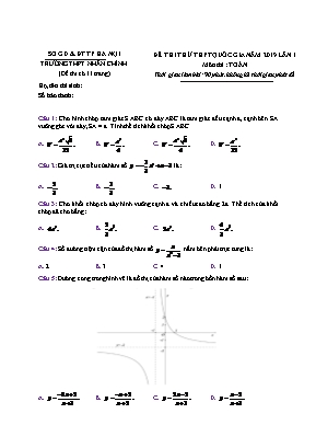 Đề thi thử THPT Quốc gia môn Toán lần 1 năm 2019 - Trường THPT Nhân Chính (Có đáp án)