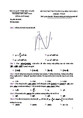 Đề thi thử THPT Quốc gia môn Toán lần 1 năm 2019 - Trường THPT Nhã Nam (Có đáp án)
