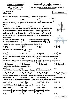 Đề thi thử THPT Quốc gia môn Toán - Mã đề 001 - Sở giáo dục và đào tạo Quảng Bình