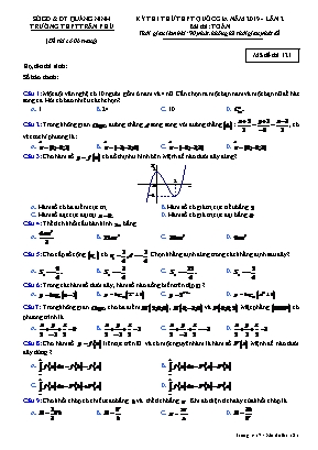 Đề thi thử THPT Quốc gia môn Toán năm 2019 lần 2 - Mã đề 121 - Trường THPT Trần Phú (Có đáp án)