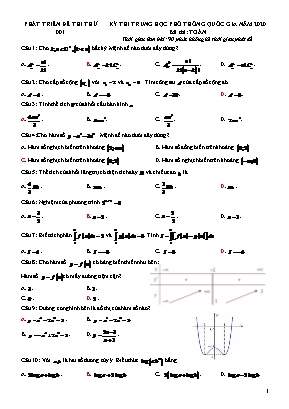 Đề thi thử THPT Quốc gia môn Toán năm 2020 - Mã đề 001 (Có đáp án)