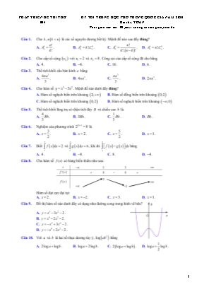 Đề thi thử THPT Quốc gia môn Toán năm 2020 - Mã đề 004