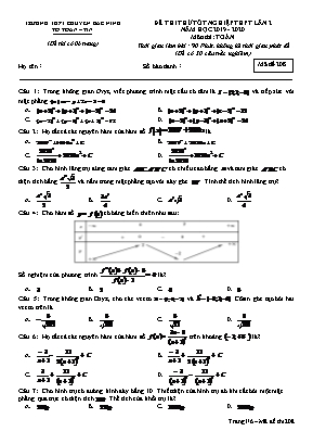 Đề thi thử Tốt nghiệp THPT môn Toán lần 2 - Mã đề 208 - Năm học 2019-2020 - Trường THPT chuyên Bắc Ninh