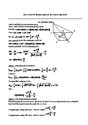Lời giải câu 37 trong đề tham khảo thi THPT Quốc gia môn Toán năm 2020 của Bộ giáo dục và đào tạo - Nguyễn Ngọc Ấn