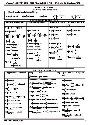 Tài liệu ôn thi THPT Quốc gia môn Toán Lớp 12 - Chương III: Nguyên hàm - Tích phân và ứng dụng - Nguyễn Thị Kim Cương