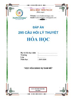 125 Câu hỏi lý thuyết Hóa học Lớp 12