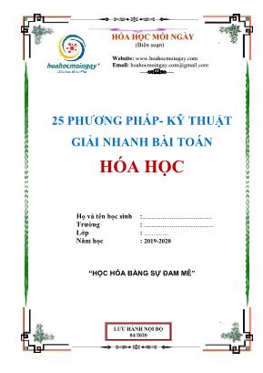 25 Phương pháp - Kỹ thuật giải nhanh bài toán Hóa học