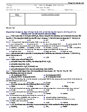 4 Đề kiểm tra 45 phút môn Hóa học Lớp 12
