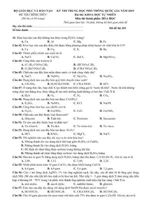 4 Đề thi THPT Quốc gia môn Hóa học năm 2019 - Bộ giáo dục và đào tạo