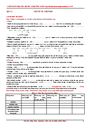 45 Ngày chinh phục Hóa học Lớp 12 - Mục tiêu 7 điểm - Bài 11: Peptit và protein