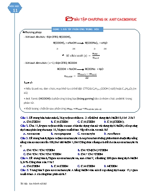 Bài tập Hóa học 11 - Chương IX: Axit cacboxylic