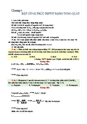 Bài tập Hóa học Lớp 12 - Chương 4: Đặt công thức peptit dạng tổng quát
