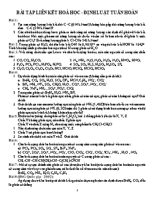 Bài tập luyện thi học sinh giỏi môn Hóa học Lớp 12: Liên kết hoá học - Định luật tuần hoàn