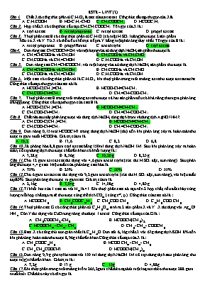 Bài tập luyện thi THPT Quốc gia môn Hóa học: Este – Lipit