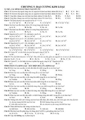 Bài tập trắc nghiệm luyện thi THPT Quốc gia môn Hóa học - Chương 5: Đại cương kim loại