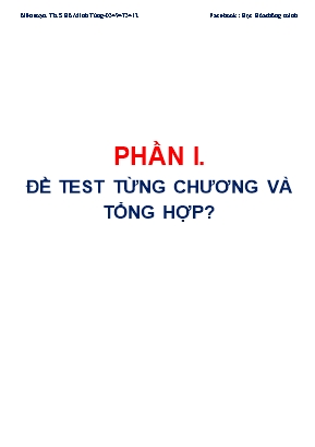 Bộ đề test luyện thi môn Hóa học năm 2019 - Phần I: Đề test từng chương và tổng hợp? - Hồ Minh Tùng