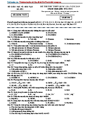 Bộ đề thi thử THPT Quốc gia môn Hóa học năm 2019 - Sở giáo dục và đào tạo Hà Nội (Có đáp án)