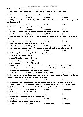 Bộ đề thi thử THPT Quốc gia môn Hóa học năm 2019 - Trường THPT Lương Thế Vinh