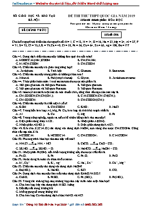 Bộ đề thi thử Trung học Phổ thông Quốc gia môn Hóa học năm 2019 (Có đáp án)