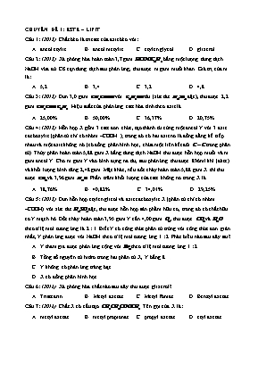 Các câu hỏi về Este - Lipit trong đề thi Đại học từ năm 2015 đến 2019