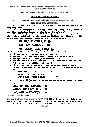 Chìa khóa vàng 12: Phương pháp giảI bài toán về Aluminum và hợp chất của Aluminum - Nguyễn Văn Phú