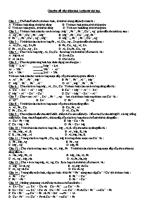 Chuyên đề luyện thi THPT Quốc gia môn Hóa học - Dãy điện hóa