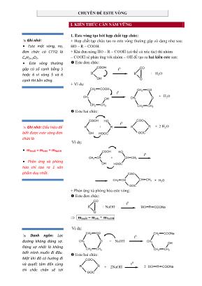 Chuyên đề luyện thi THPT Quốc gia môn Hóa học: Este vòng
