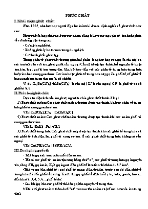 Chuyên đề luyện thi THPT Quốc gia môn Hóa học Lớp 12: Phức chất