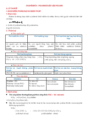 Chuyên đề ôn thi THPT Quốc gia môn Hóa học - Chuyên đề 4: Polime và vật liệu polime
