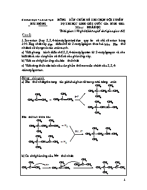 Đáp án đề thi chọn đội tuyển dự thi học sinh giỏi Quốc gia môn Hóa học Lớp 12 năm 2005 - Đề 2 - Sở giáo dục và đào tạo Hải Phòng