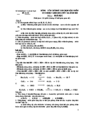 Đáp án đề thi chọn đội tuyển dự thi học sinh giỏi Quốc gia môn Hóa học Lớp 12 năm 2003 - Sở giáo dục và đào tạo Hà Tây