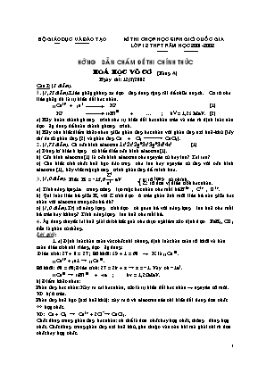 Đáp án đề thi chọn học sinh giỏi Quốc gia môn Hóa học Lớp 12 THPT (Vô cơ) - Bảng A - Năm học 2001-2002 - Bộ giáo dục và đào tạo