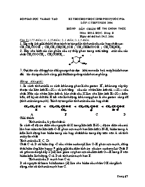 Đáp án đề thi chọn học sinh giỏi Quốc gia môn Hóa học Lớp 12 THPT năm 2006 (Hữu cơ) - Bảng B - Bộ giáo dục và đào tạo