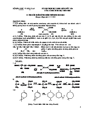 Đáp án đề thi chọn học sinh giỏi Quốc gia môn Hóa học Lớp 12 THPT (Hữu cơ) - Bảng A - Năm học 2002-2003 - Bộ giáo dục và đào tạo