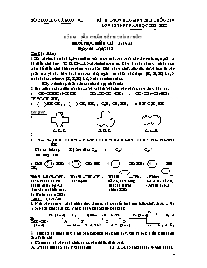 Đáp án đề thi chọn học sinh giỏi Quốc gia môn Hóa học Lớp 12 THPT (Hữu cơ) - Bảng A - Năm học 2001-2002 - Bộ giáo dục và đào tạo