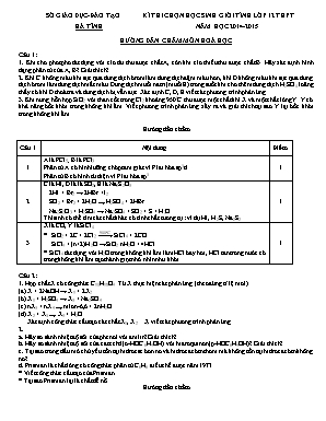 Đáp án đề thi chọn học sinh giỏi tỉnh môn Hóa học Lớp 12 THPT - Năm học 2014-2015 - Sở giáo dục và đào tạo Hà Tĩnh