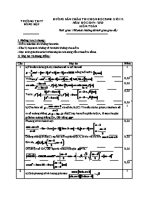 Đáp án đề thi học sinh giỏi môn Toán Lớp 12 - Năm học 2019-2020 - Trường THPT Đồng Đậu