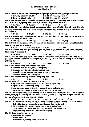 Đề cương ôn tập học kỳ II môn Hóa học Lớp 12
