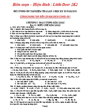 Đề cương ôn tập kiểm tra lần 1 học kỳ II môn Hóa học Lớp 12 năm 2020