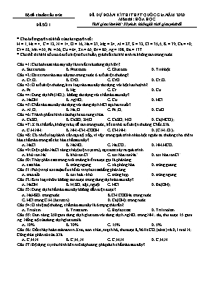 Đề dự đoán kỳ thi THPT Quốc gia môn Hóa học năm 2020 - Đề số 1 (Có đáp án)