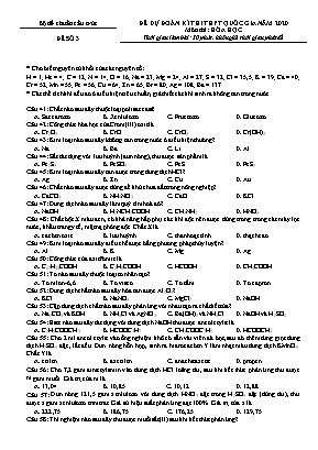 Đề dự đoán kỳ thi THPT Quốc gia môn Hóa học năm 2020 - Đề số 3 (Có đáp án)