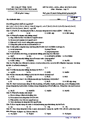 Đề khảo sát chất lượng lần 4 môn Hóa học Lớp 12 - Mã đề 101 - Năm học 2019-2020 - Trường THPT Nguyễn Thị Giang