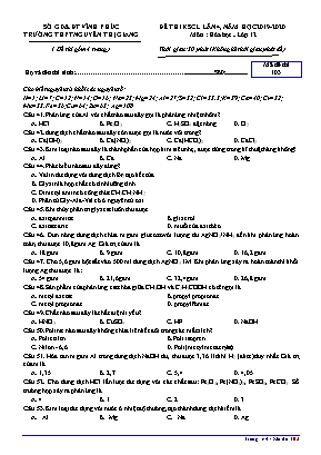 Đề khảo sát chất lượng lần 4 môn Hóa học Lớp 12 - Mã đề 103 - Năm học 2019-2020 - Trường THPT Nguyễn Thị Giang