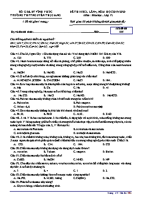 Đề khảo sát chất lượng lần 4 môn Hóa học Lớp 12 - Mã đề 105 - Năm học 2019-2020 - Trường THPT Nguyễn Thị Giang